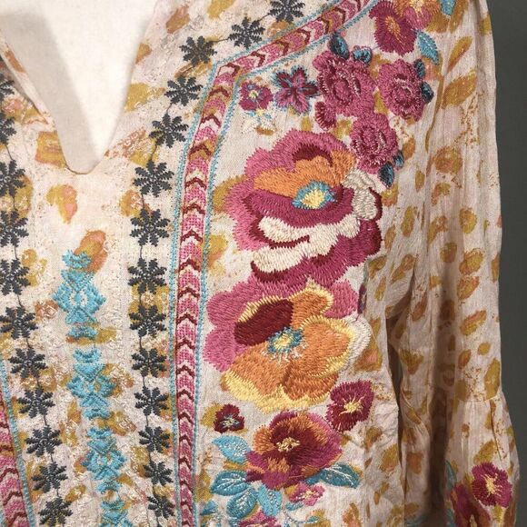 Savanna Jane Top Womens Size Small Embroidered Bohemian Hippie Festival Casual - Picture 9 of 10